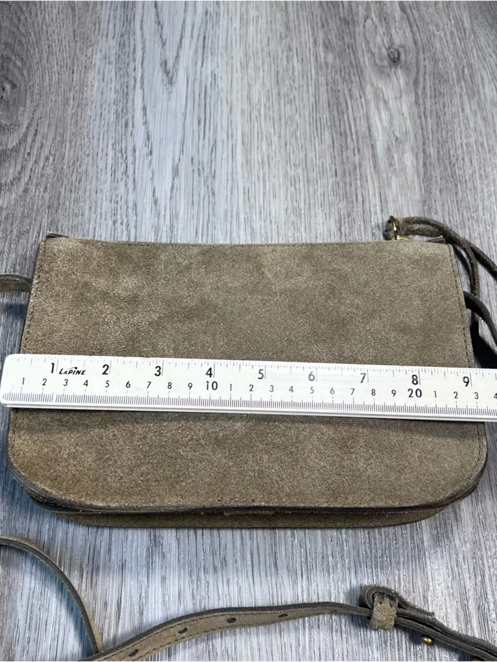 MADEWELL The Simple Crossbody‎ Bag Purse Small Suede Leather Olive Green Gold